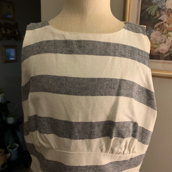 J. Crew Blue and White Textured Dress Size 14 - Picture 14 of 16